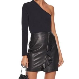 Maje Black Tressa One-shoulder Stretch Bodysuit Sz 3 Large